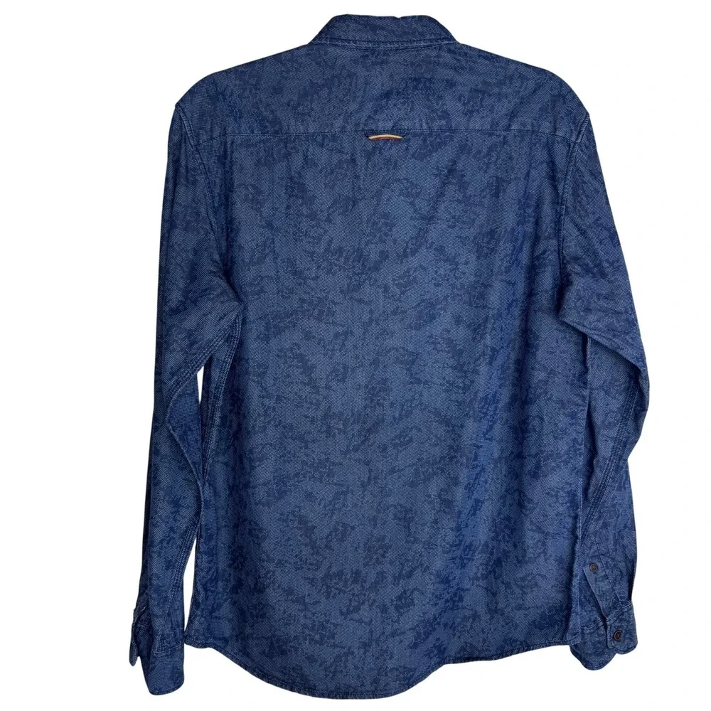 Indian Terrain Mens Sz Medium Slim Fit Vintage‎ Button Down Indigo Blue Shirt